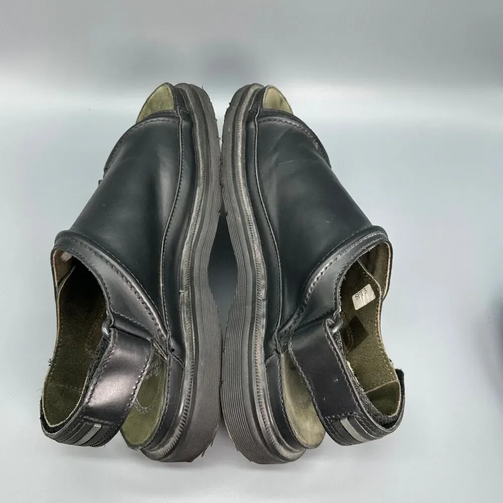 Dr. Martens Vintage Mens Size 12 Black Shoe Leather Sandal Hook and Loop Slip On